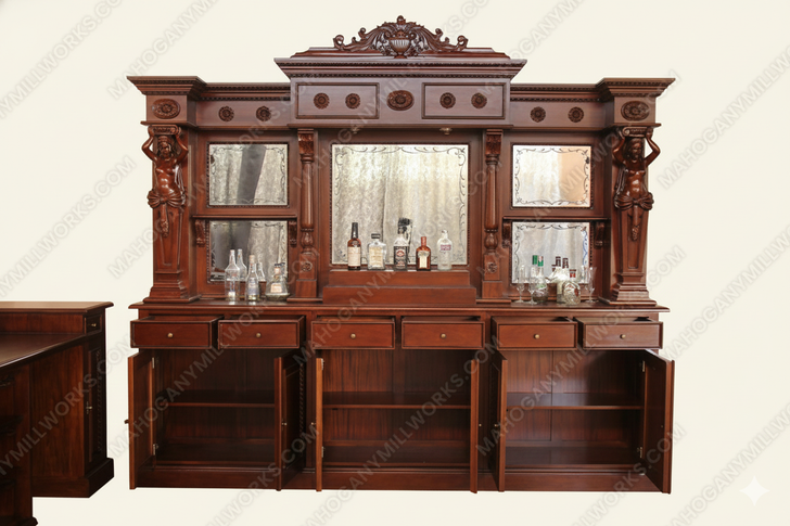 10.5ft Victorian Walnut Lady Saloon Pub Bar