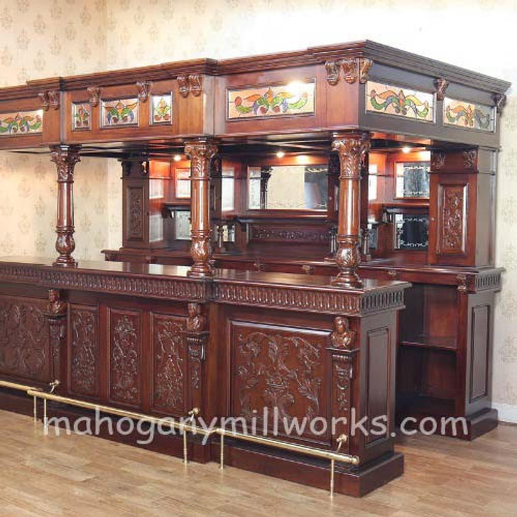 Luxurious 11ft Walk-in Canopy Pub Bar w/ Stained Glass