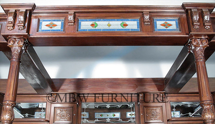 14ft Gothic Mahogany Stained Glass Canopy Bar
