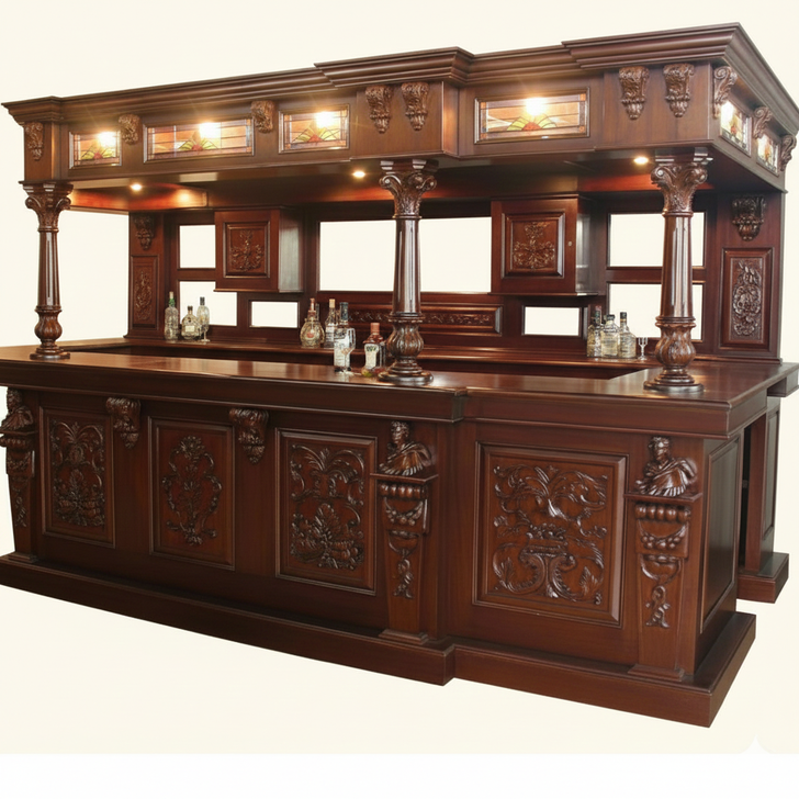 Luxurious 14ft Gothic Stained Glass Canopy Bar