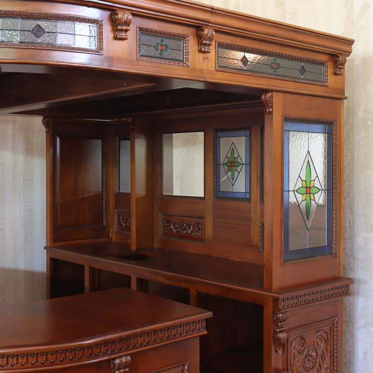 8ft Light Mahogany Traditional Corner Canopy Bar