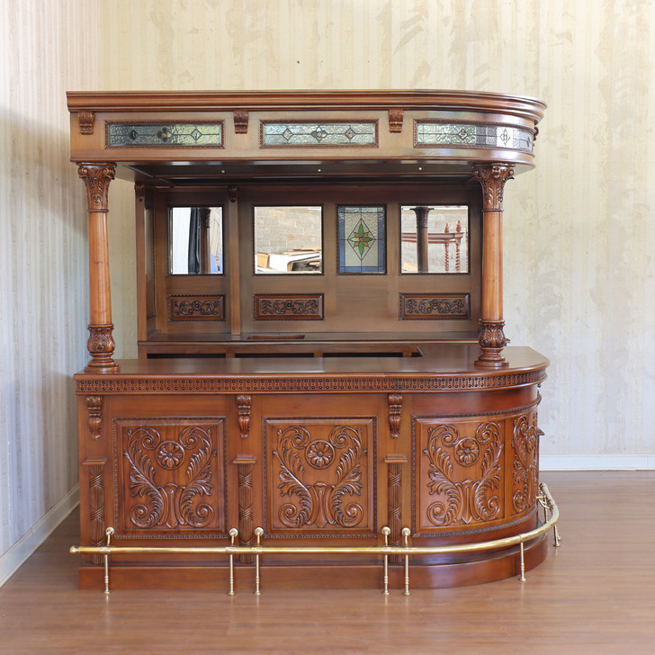 8ft Light Mahogany Traditional Corner Canopy Bar