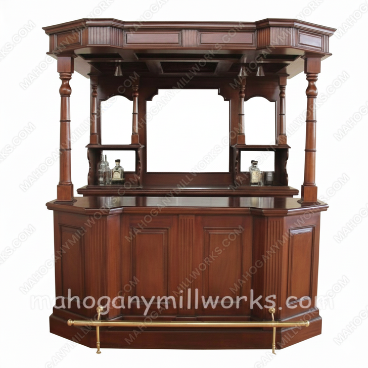 6.5ft Traditional English Mahogany Home Canopy Bar