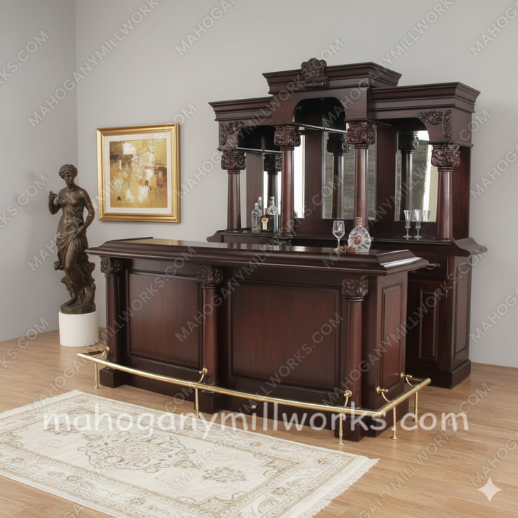 8ft Mahogany Traditional Style English Pub Bar Set