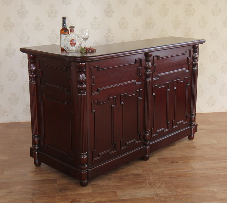 6ft Classic Fluted Panel Mahogany L-Shape Bar