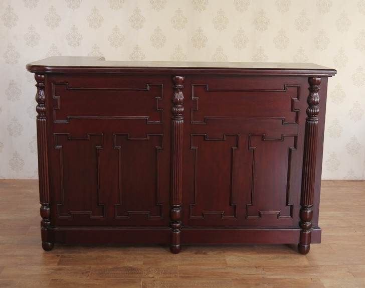 6ft Classic Fluted Panel Mahogany L-Shape Bar