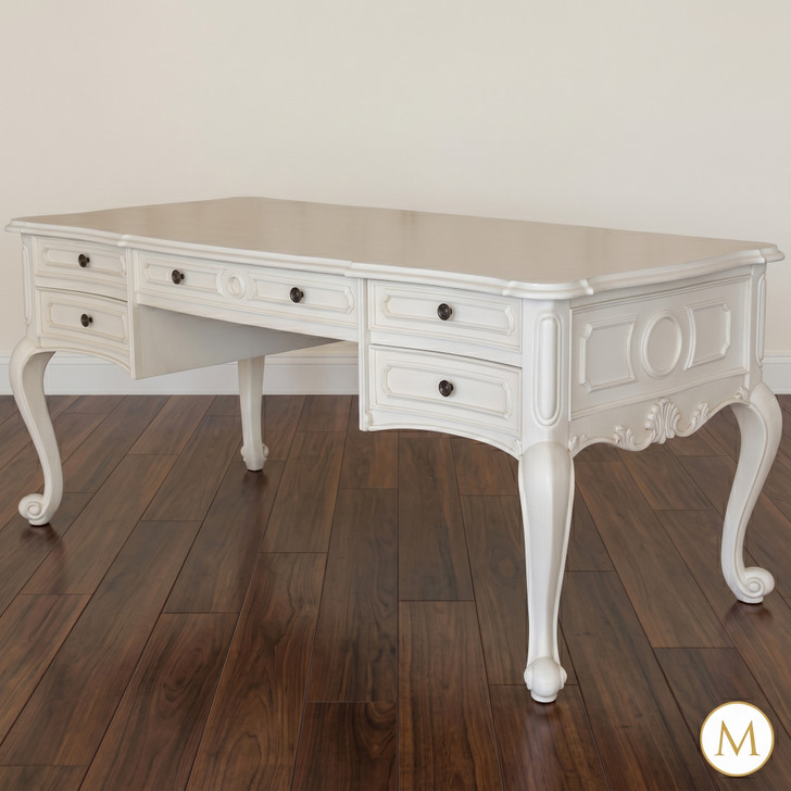 White Louis XV Writing Table Desk