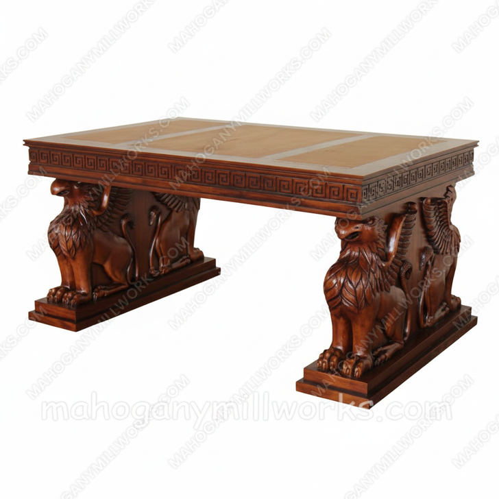 Mahogany Carved Statue Desk