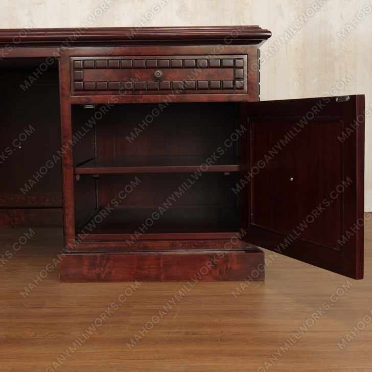 7ft Burl Inlay Gothic Lion Desk