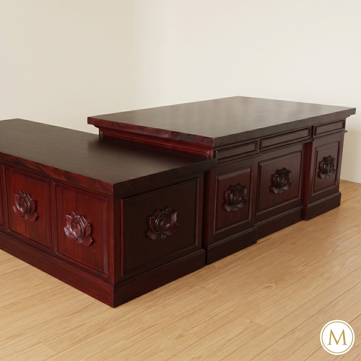 Large Mahogany Lotus Executive Office Desk