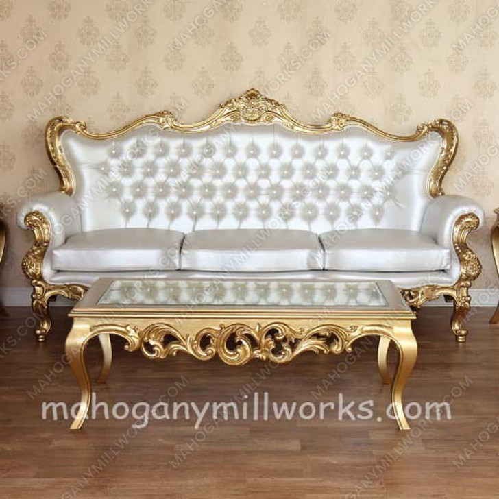 Classique Ivory Ivory Tufted Faux Leather Sofa Couch