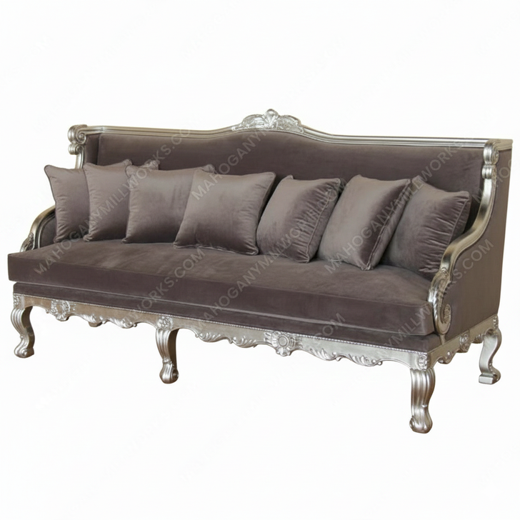8ft Neoclassical Silverleaf Sofa Couch