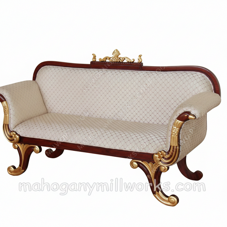 81"W  Egyptian Sofa w/ Gold Accents