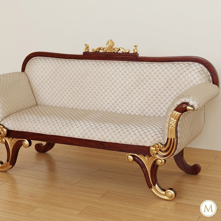 81"W  Egyptian Sofa w/ Gold Accents