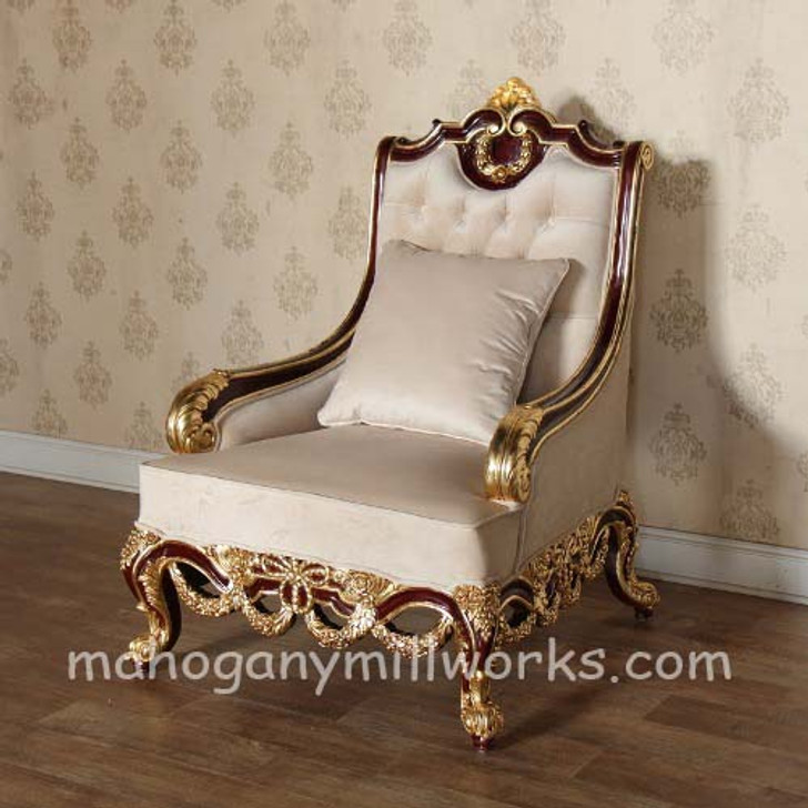 Royal Gold Leaf w/ Tufted Velvet Fabric Sofa Chair