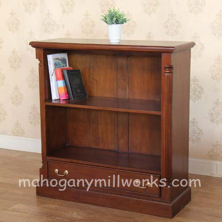 Mahogany 1 Drawer Small Open Bookcase