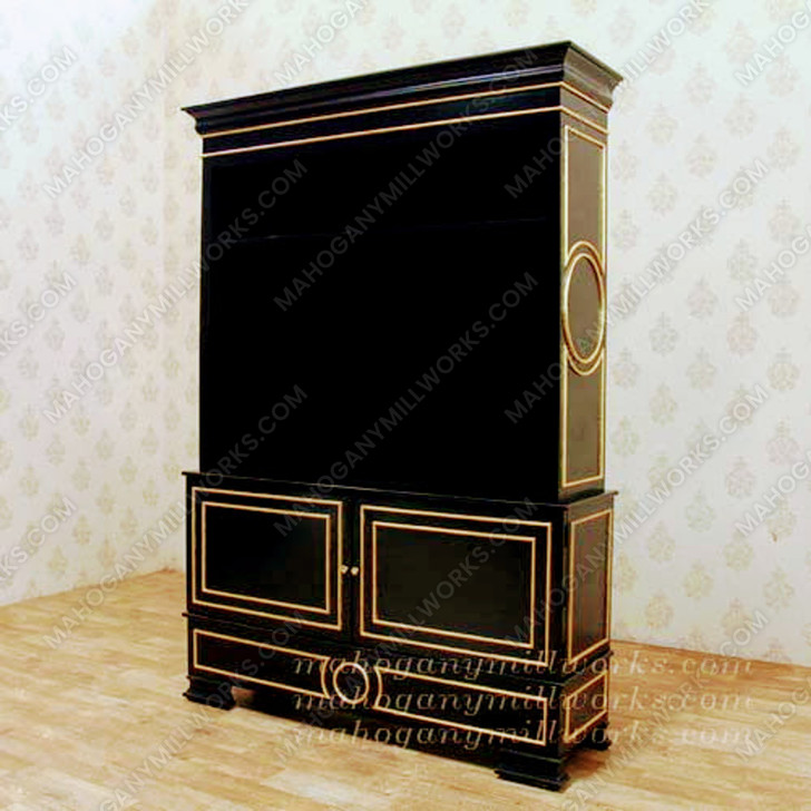 Sleek Modern Black & Gold Lotus Bookcase