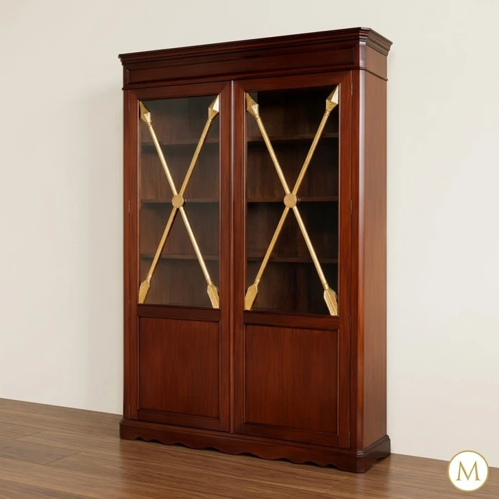 Mahogany 2 Door Gold Cross Bookcase