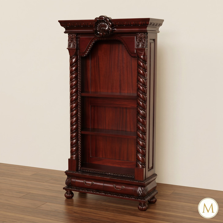 Mahogany Shell Carved Bookcase