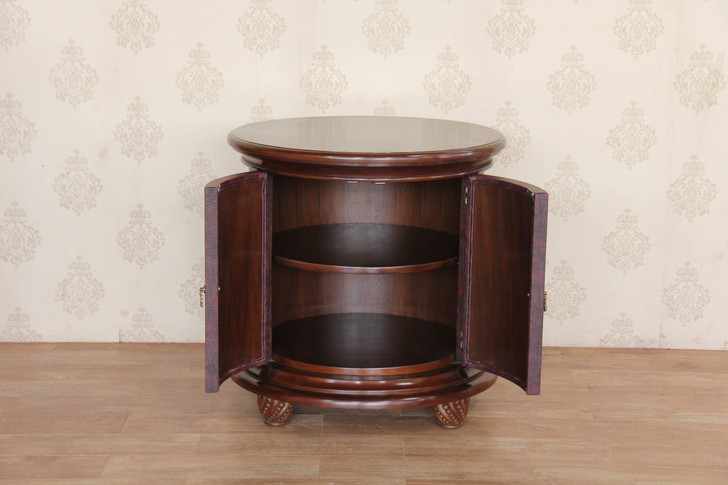 Embossed Genuine Leather w/ Croc Pattern Nightstand Bedside Table