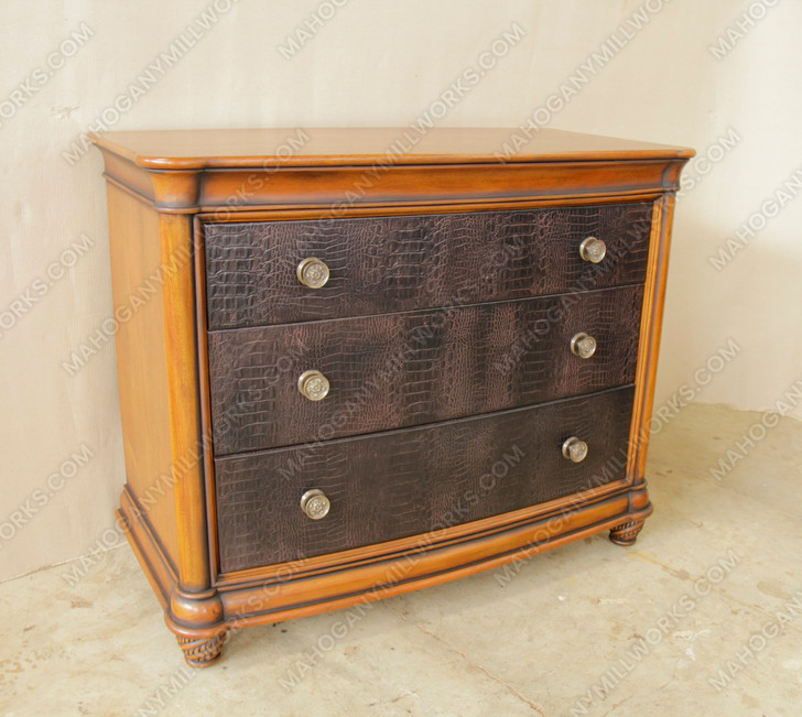 Embossed Genuine Leather w/ Croc Pattern Nightstand Bedside Table