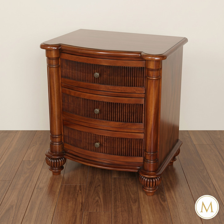 Provincial 3 Drawer Nightstand Bedside Table