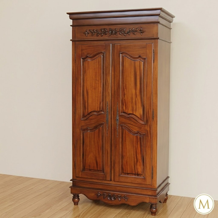 Mahogany Provincial 2 Door Armoire Wardrobe