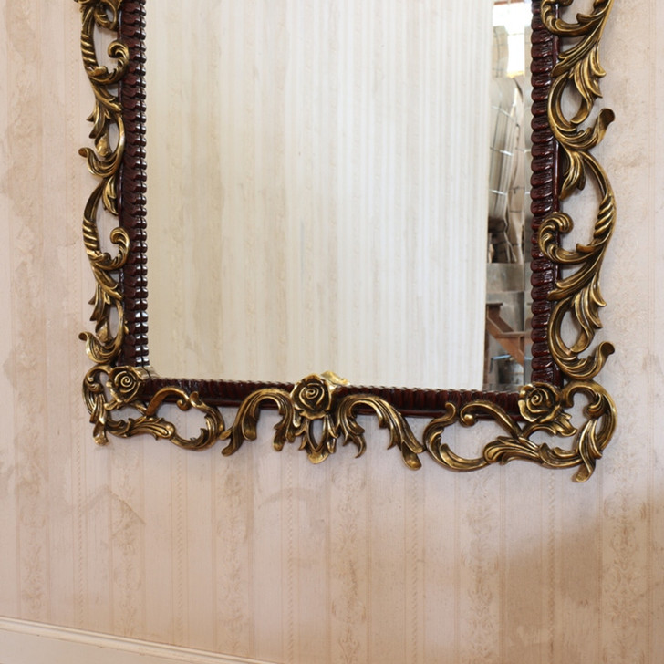 Large Mahogany Ornate Rococo Mirror (H 84” x W 45”)