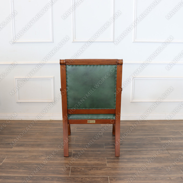 Mahogany Carved Occasional Lion Chair w/ Genuine Leather