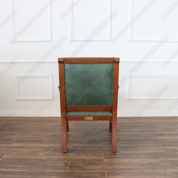 Mahogany Carved Occasional Lion Chair w/ Genuine Leather