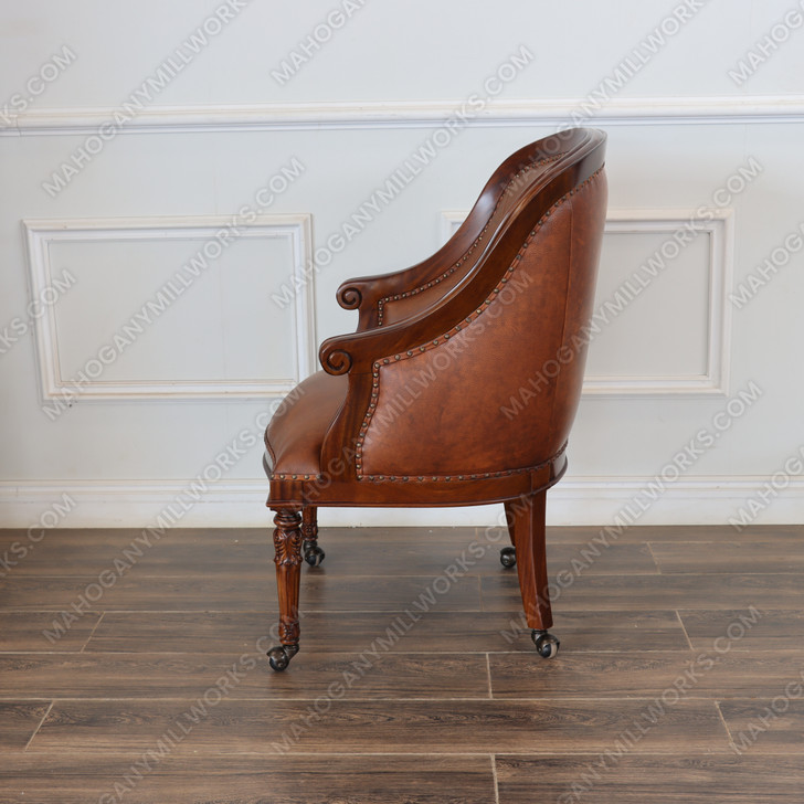 Genuine Leather Office Conference Club Chair on Castors