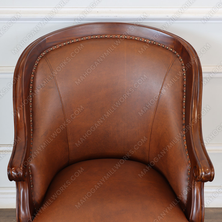 Genuine Leather Office Conference Club Chair on Castors