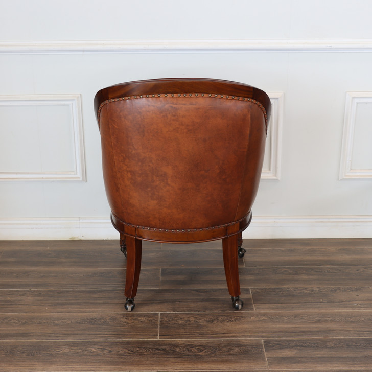 Genuine Leather Office Conference Club Chair on Castors