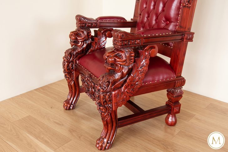 Mahogany/Genuine Leather Church Bishop's Throne Chair
