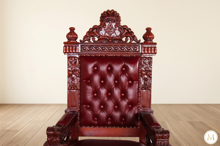 Mahogany/Genuine Leather Church Bishop's Throne Chair
