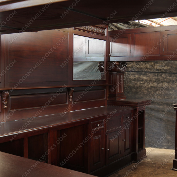 15ft Custom Mahogany Arched Canopy Pub Bar
