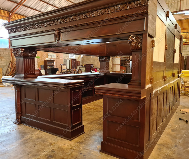 15ft Custom Mahogany Arched Canopy Pub Bar