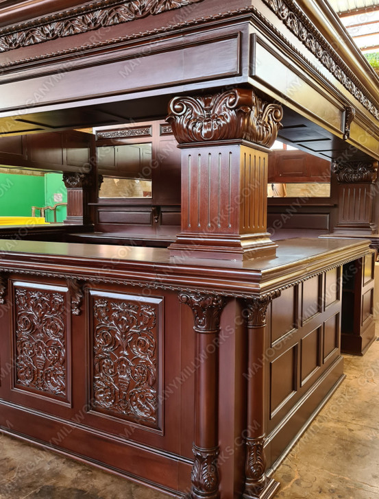 15ft Custom Mahogany Arched Canopy Pub Bar