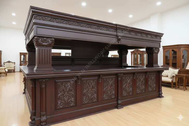 15ft Custom Mahogany Arched Canopy Pub Bar