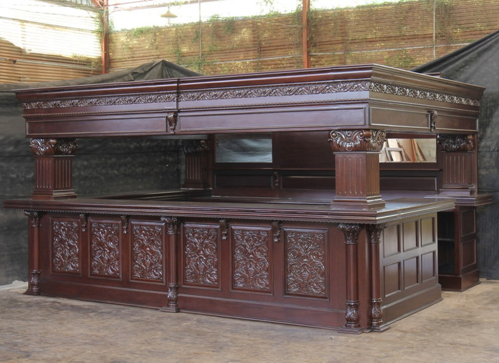 15ft Custom Mahogany Arched Canopy Pub Bar