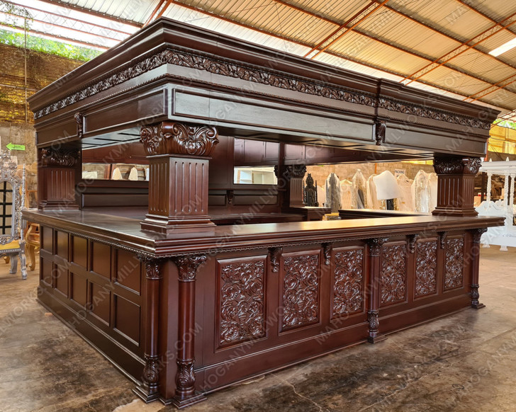 15ft Custom Mahogany Arched Canopy Pub Bar