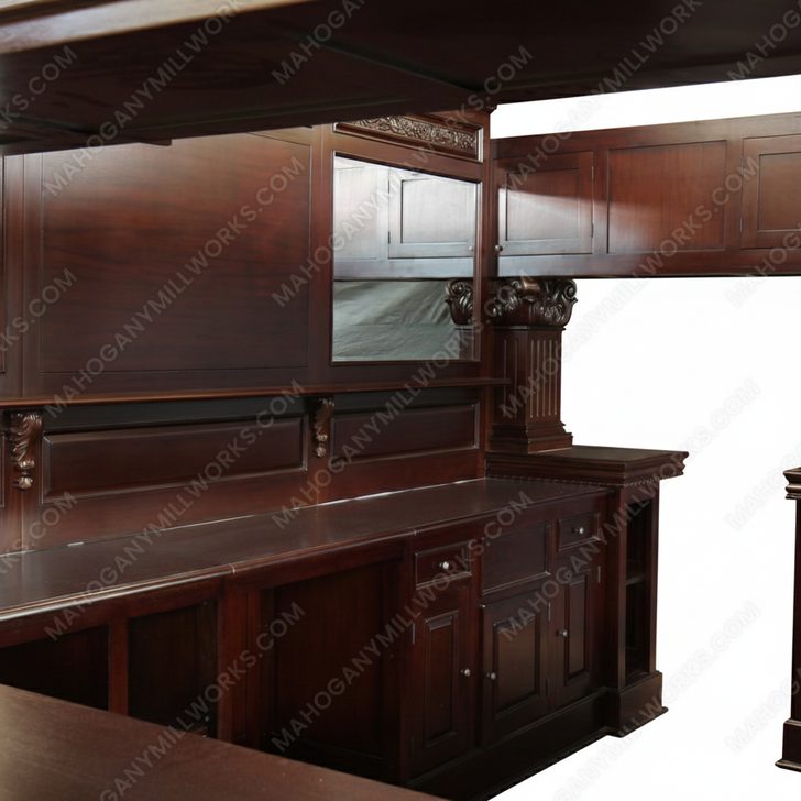 15ft Custom Mahogany Arched Canopy Pub Bar