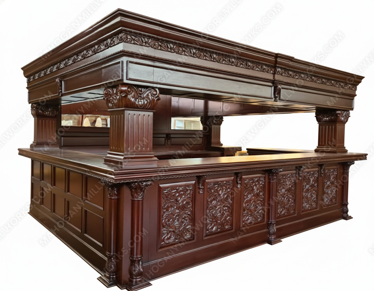 15ft Custom Mahogany Arched Canopy Pub Bar