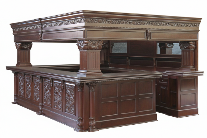 15ft Custom Mahogany Arched Canopy Pub Bar