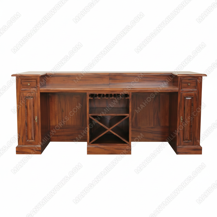 10.5ft Custom Mahogany Lady Carved Saloon Pub Bar