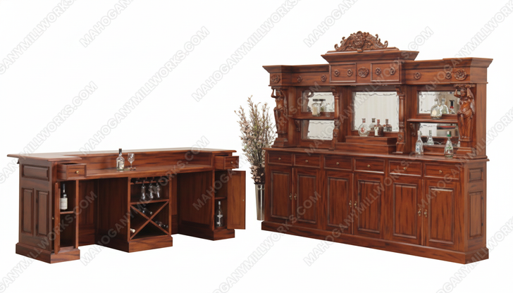 10.5ft Mahogany Lady Carved Saloon Bar