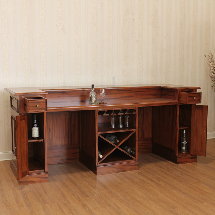 10.5ft Light Mahogany Lady Carved Saloon Bar