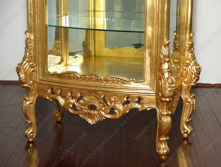 Gold Leaf Rococo Vitrine Curio Cabinet