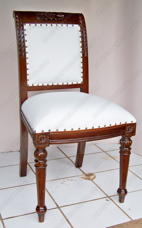 Set of 10 Solid Mahogany Regency Dining Chairs w/ White Muslin