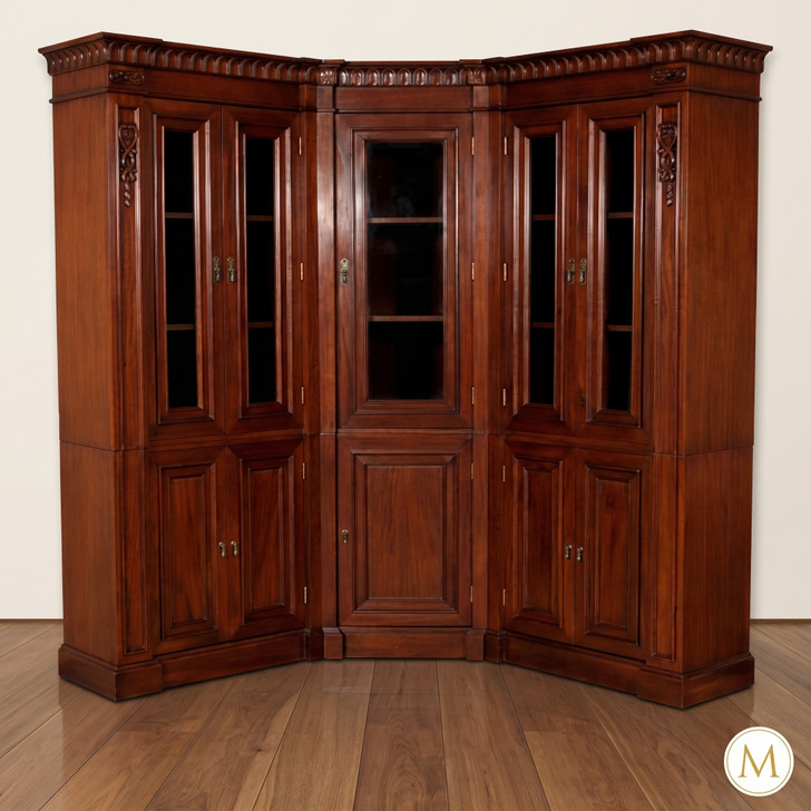 5.5 ft Solid Mahogany Sectional Corner Bookcase
